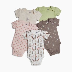Small Story Baby Onesies 5 Pack Printed Short Sleeve Bodysuits 0-3M Newborn Girl